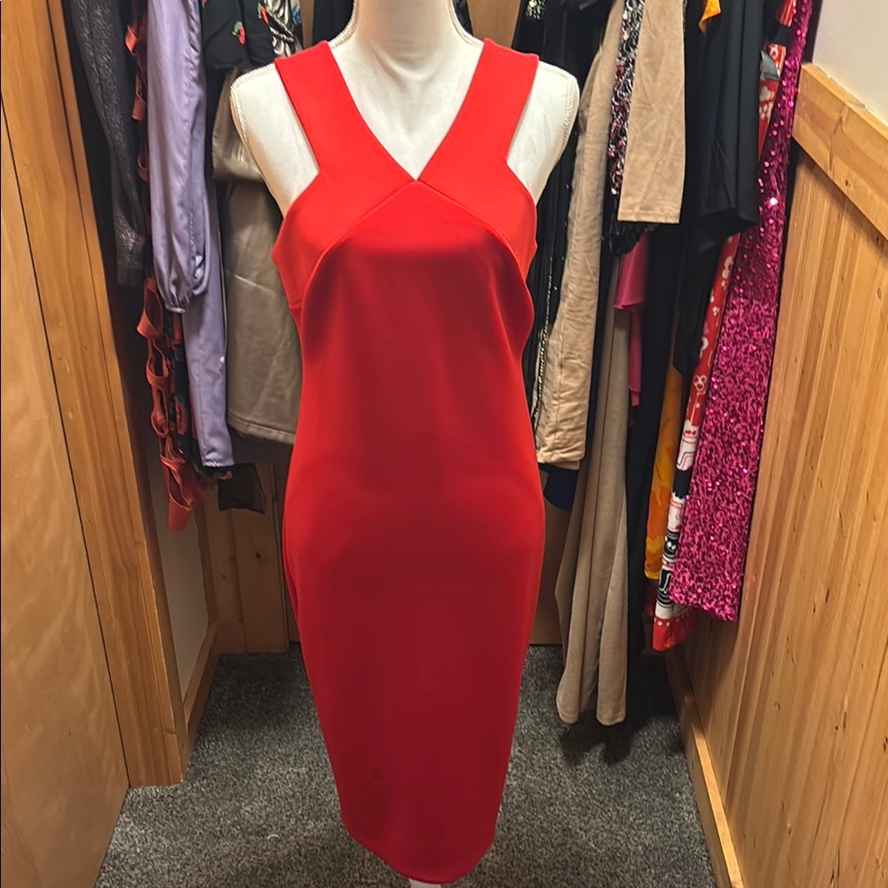 Jennifer Lopez Vibrant Red Midi Dress